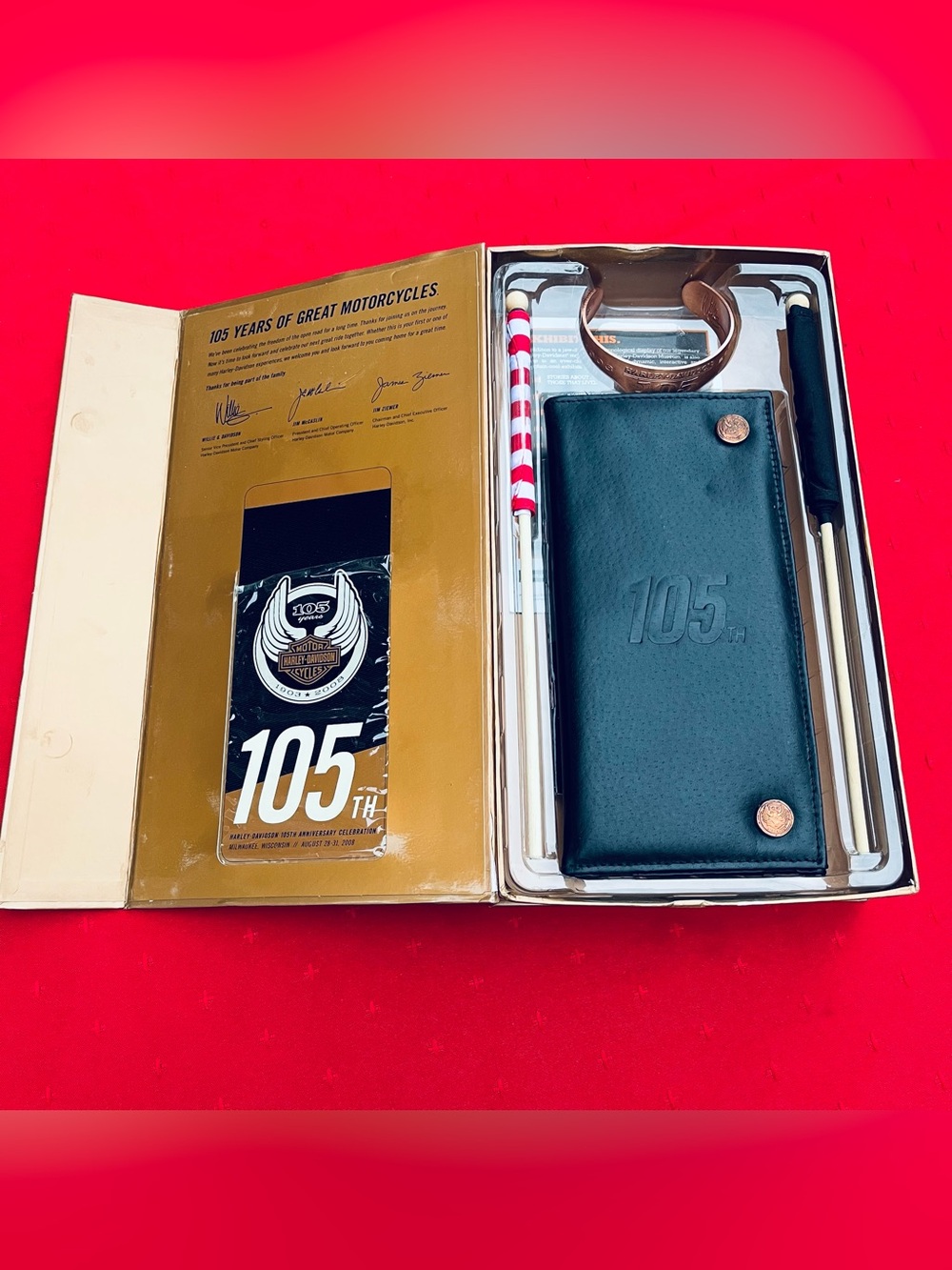 Harley-Davidson Black 105th Anniversary Leather Wallet Gift Set